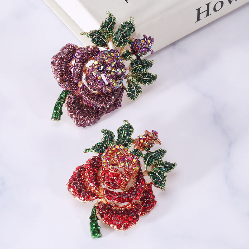 Rose Rhinestone Brooch PA4071