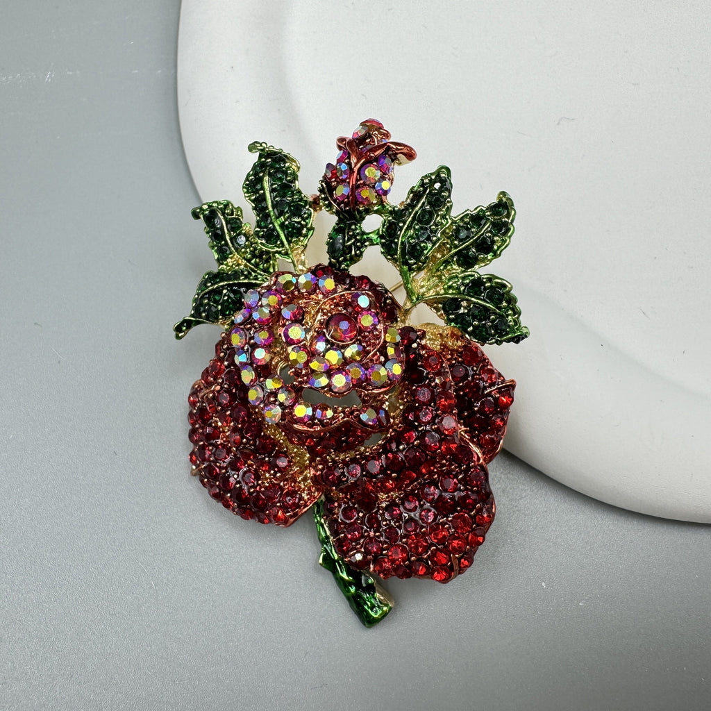Rose Rhinestone Brooch PA4071