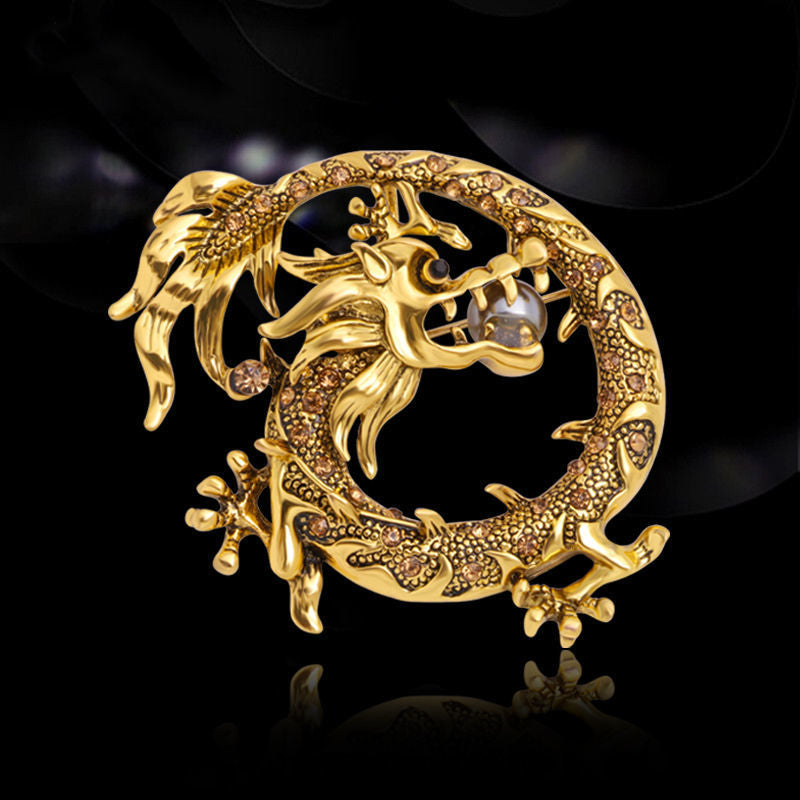 Containing Beads Dragon  Crystal Alloy Brooch PA4148