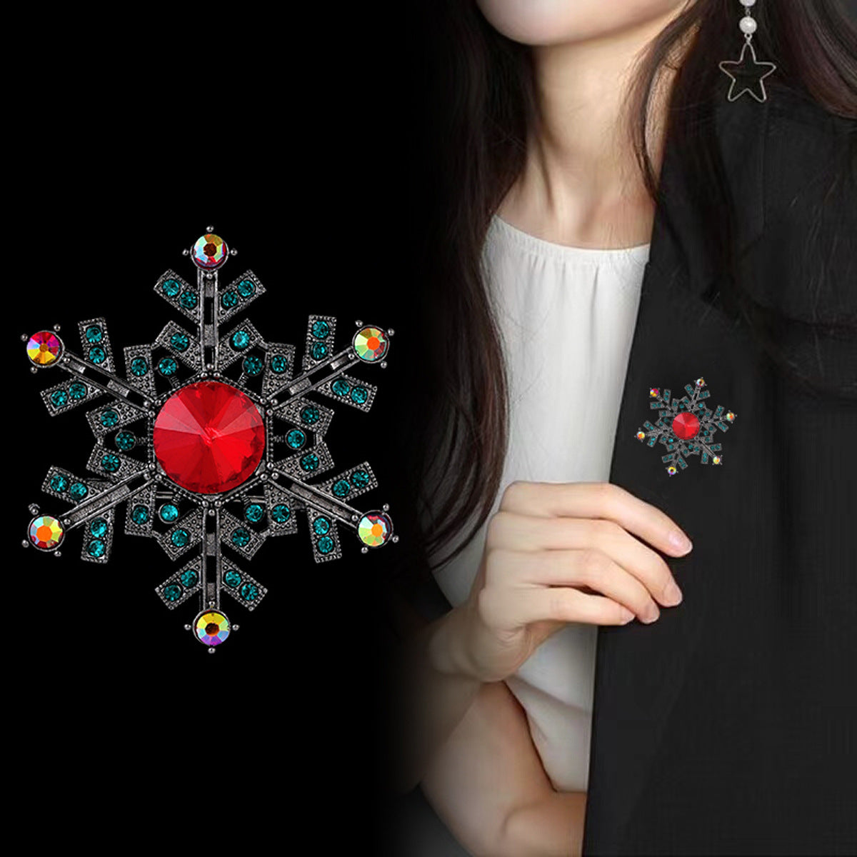 Snowflake Rhinestone Brooch PA4225