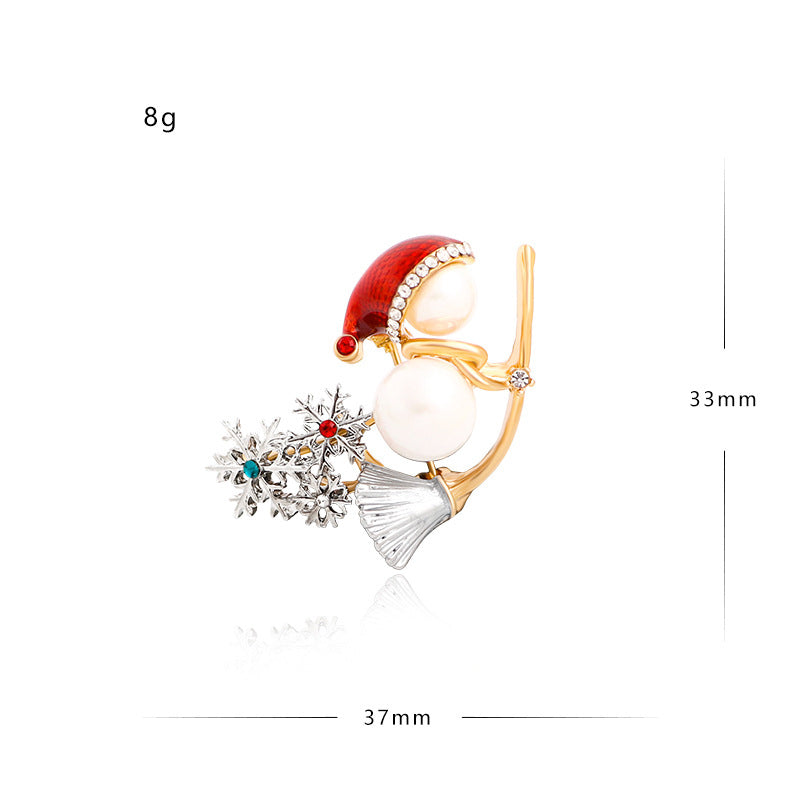 Snowman Broom Alloy Brooch PA4242