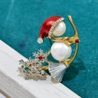 Snowman Broom Alloy Brooch PA4242