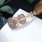 Violin Rhinestone Brooch PA4370