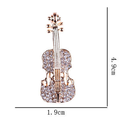 Violin Rhinestone Brooch PA4370