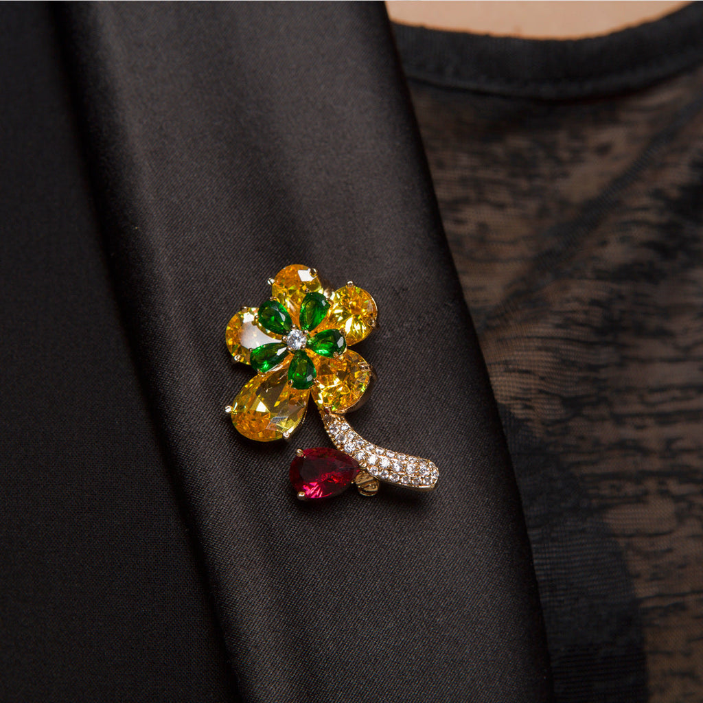 Flower Cubic Zirconia Brooch PA4387