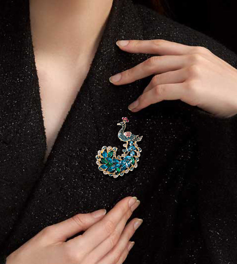 Peacock Rhinestone Brooch PA4521