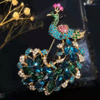 Peacock Rhinestone Brooch PA4521