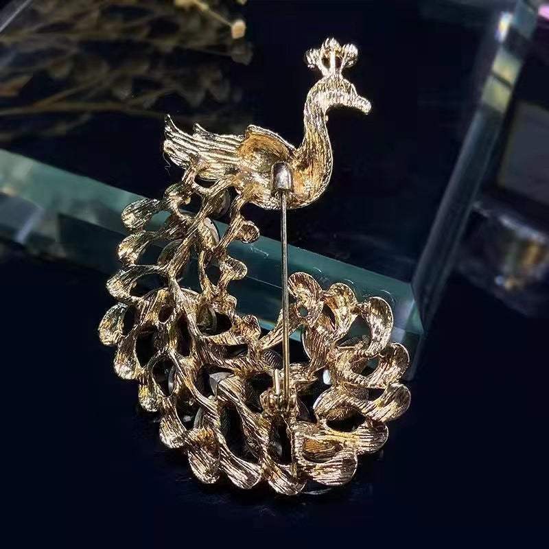 Peacock Rhinestone Brooch PA4521