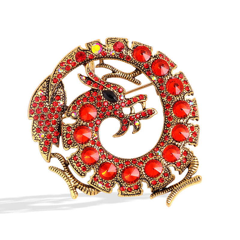 Dragon Alloy Rhinestone Brooch PA4525