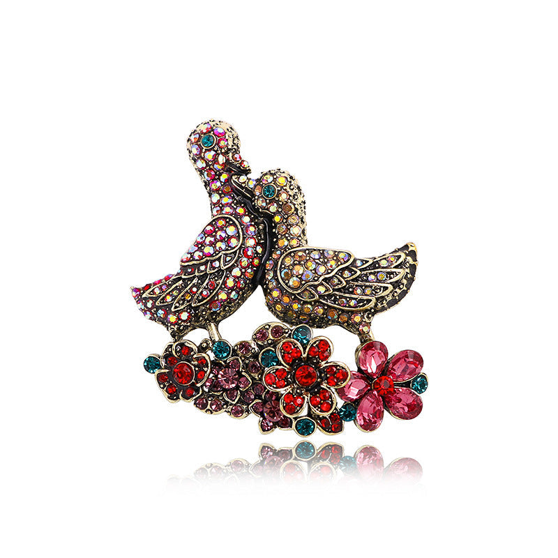 Mandarin Duck Rhinestone Brooch PA4530