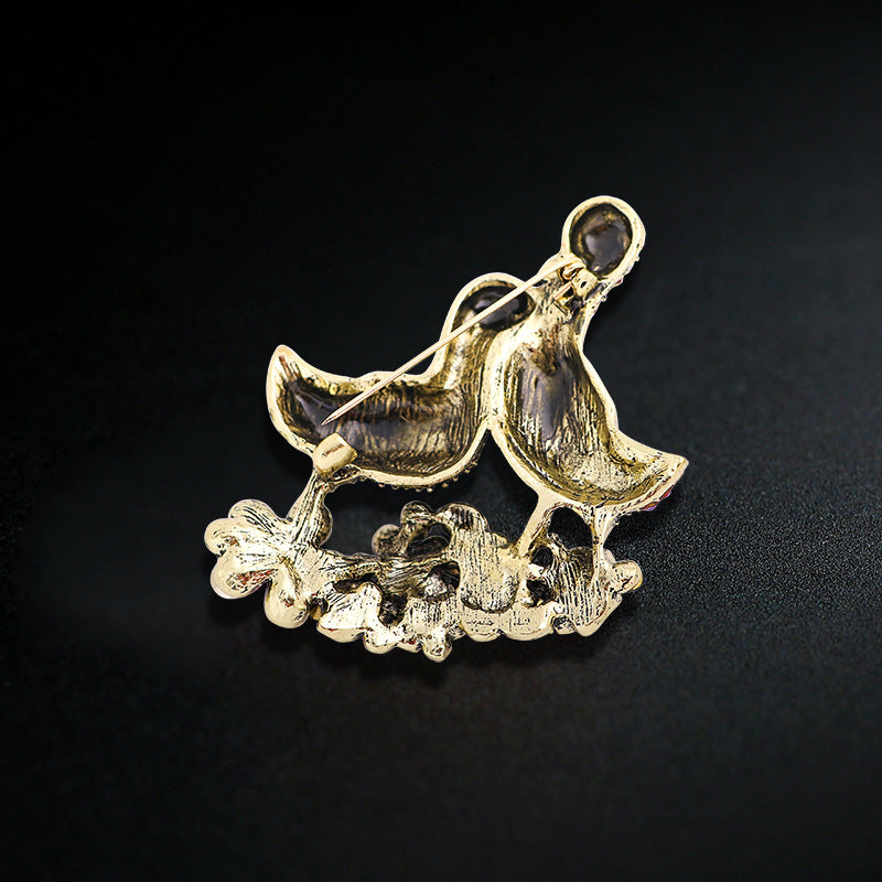 Mandarin Duck Rhinestone Brooch PA4530