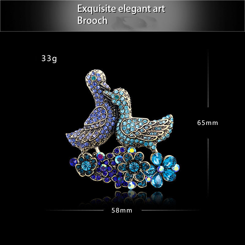 Mandarin Duck Rhinestone Brooch PA4530