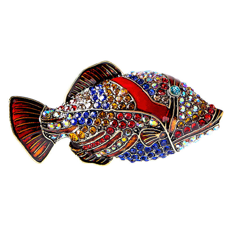 Fish Rhinestone Brooch PA4537