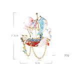 Sailboat Crystal Alloy Brooch PA4569
