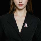 Bunny Cubic Zirconia Pearl Brooch PA4580