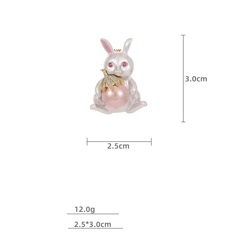 Bunny Cubic Zirconia Pearl Brooch PA4580