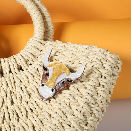 Bull Head Acrylic Brooch PA4608