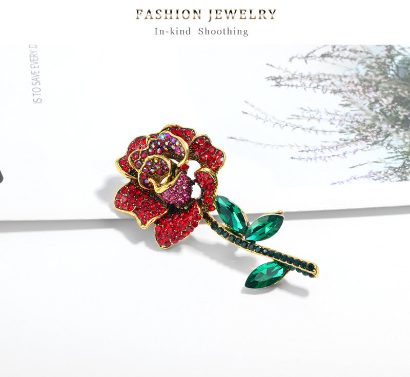 Rose Rinestone Brooch PA4622