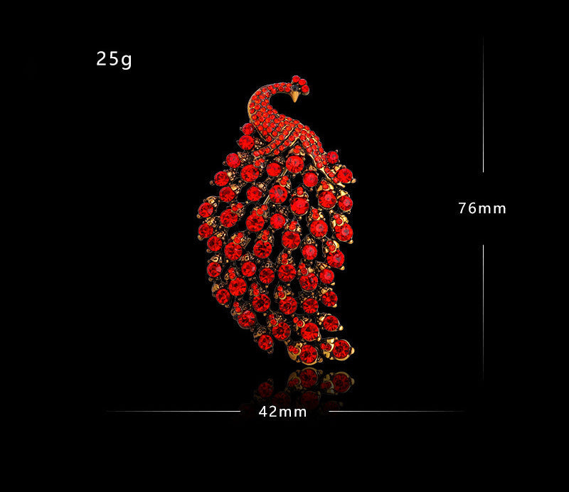 Elegant Rhinestone Peacock Brooch PA4660