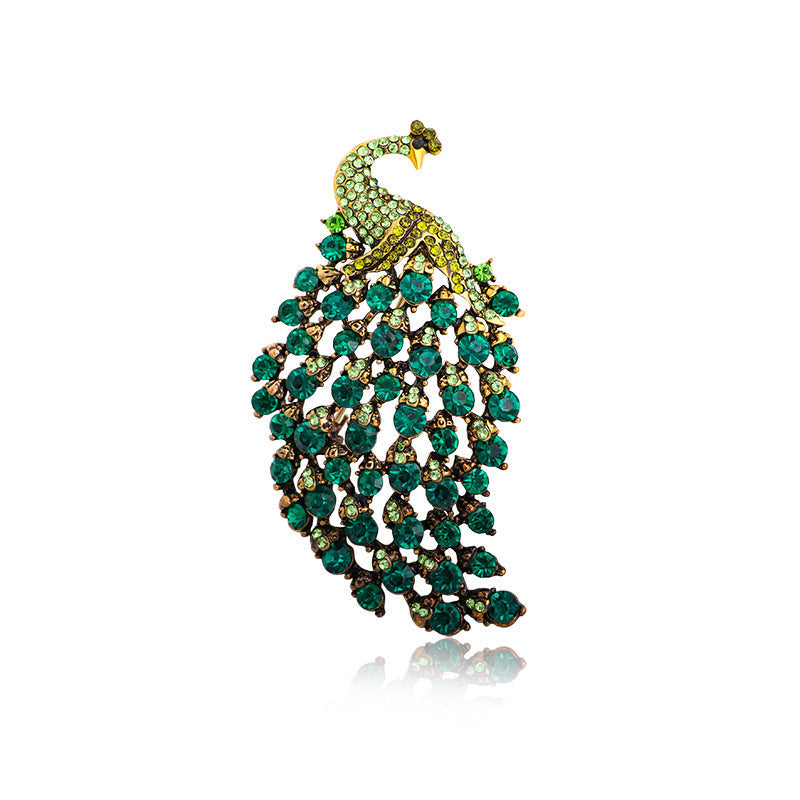 Elegant Rhinestone Peacock Brooch PA4660