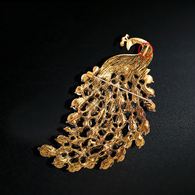 Elegant Rhinestone Peacock Brooch PA4660
