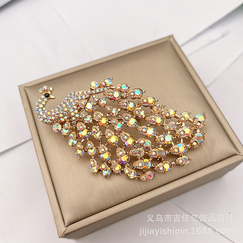 Elegant Rhinestone Peacock Brooch PA4660