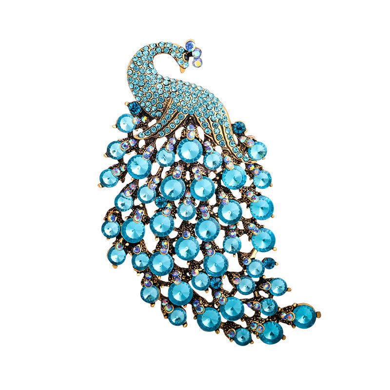 Elegant Rhinestone Peacock Brooch PA4660