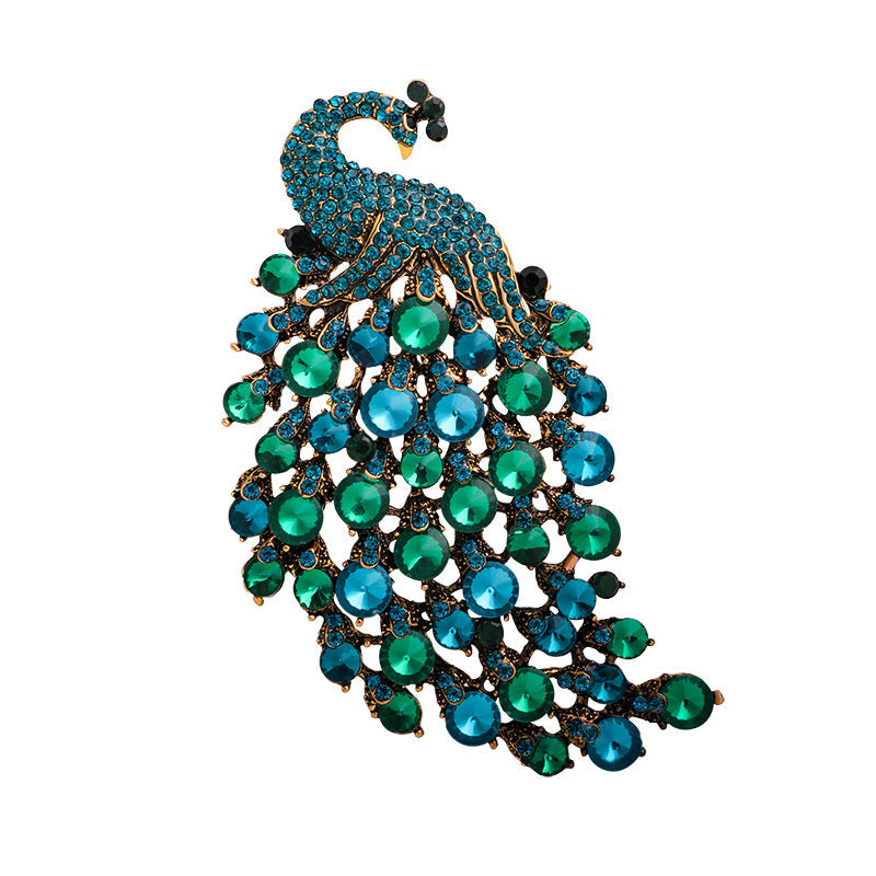 Elegant Rhinestone Peacock Brooch PA4660