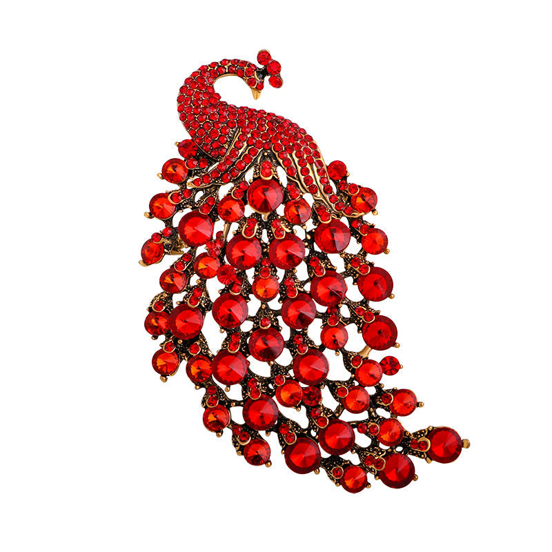 Elegant Rhinestone Peacock Brooch PA4660