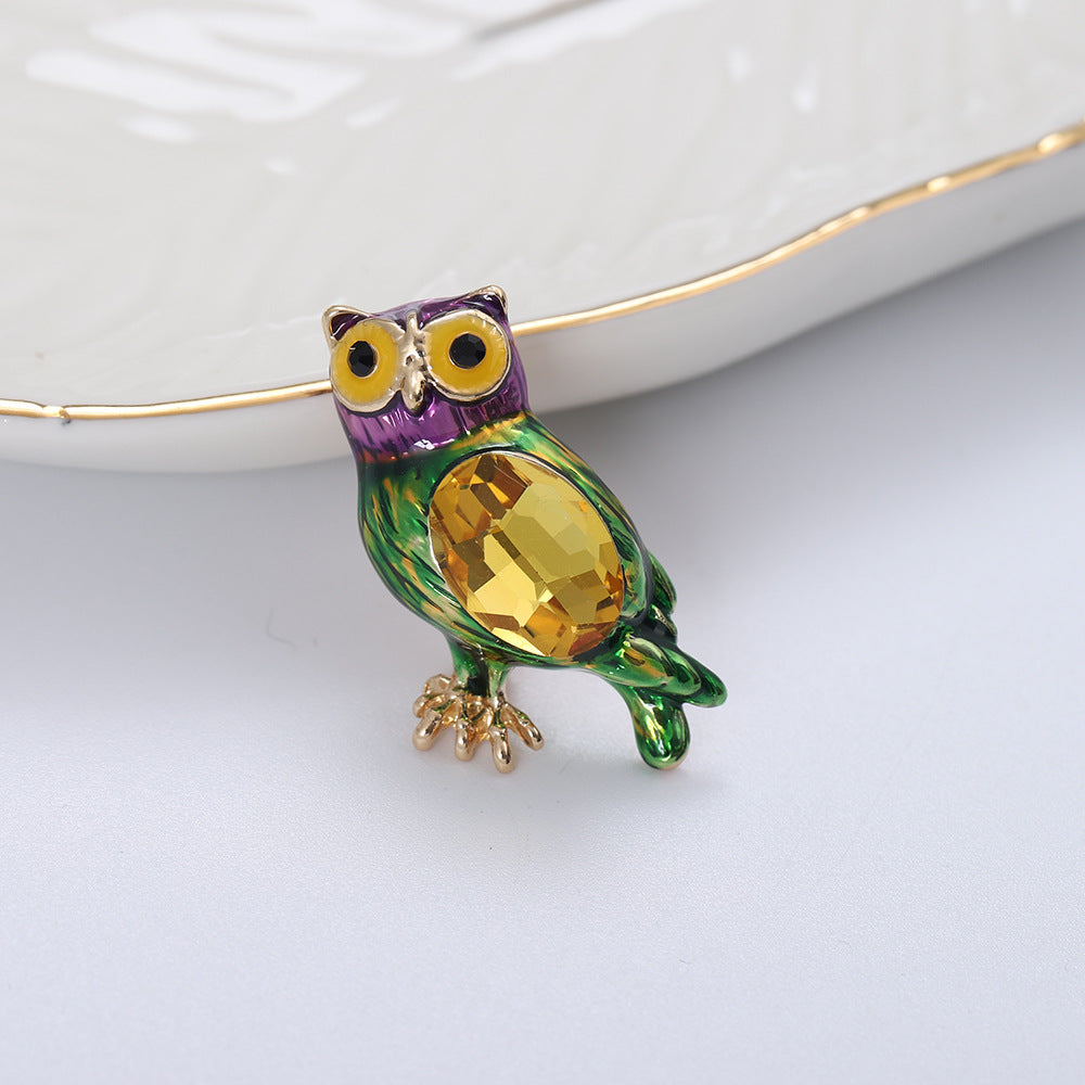 Owl Rhinestone Brooch PA4695