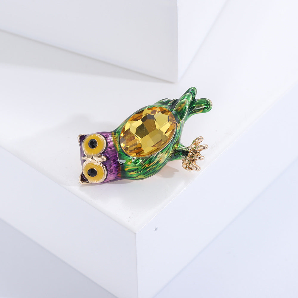 Owl Rhinestone Brooch PA4695