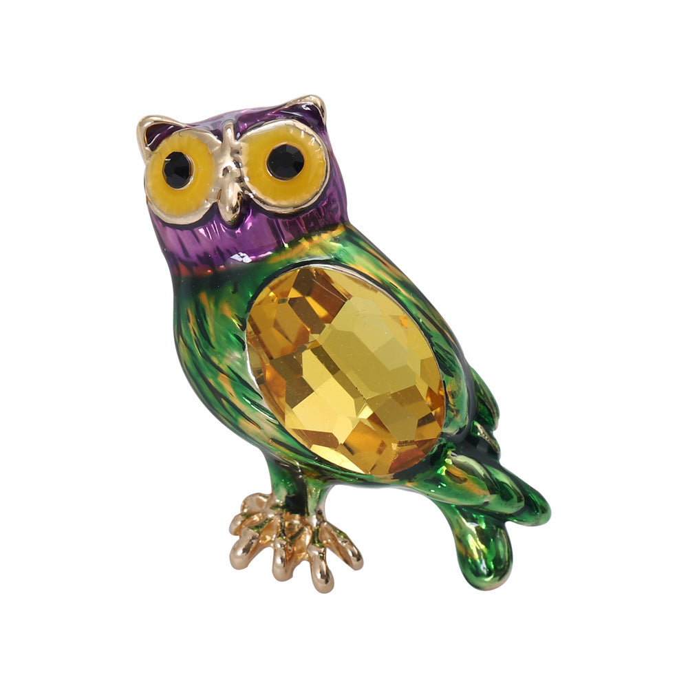 Owl Rhinestone Brooch PA4695