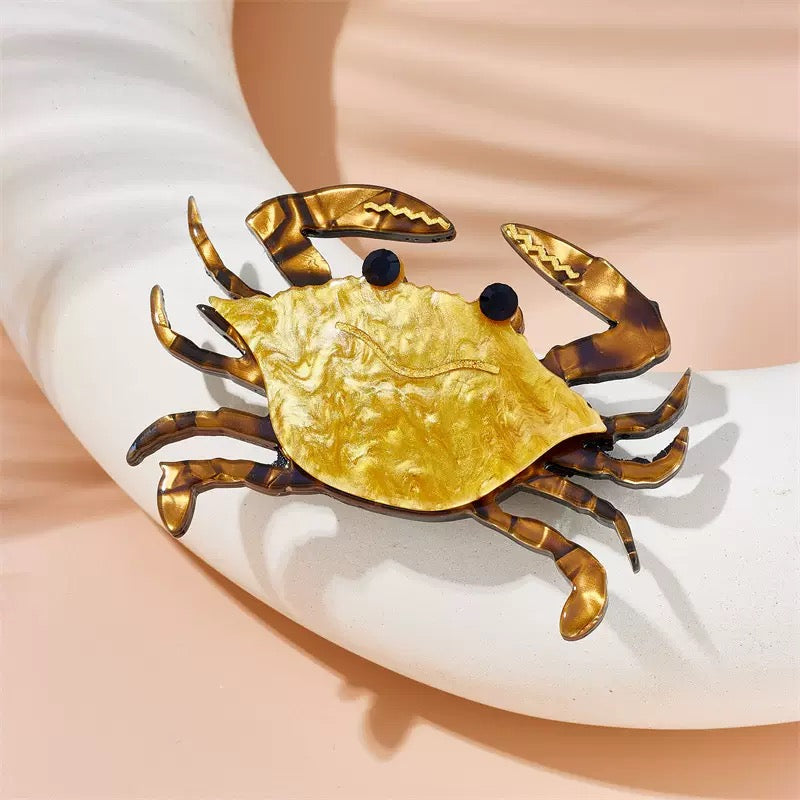 Crab Alloy Acrylic Brooch PA4704
