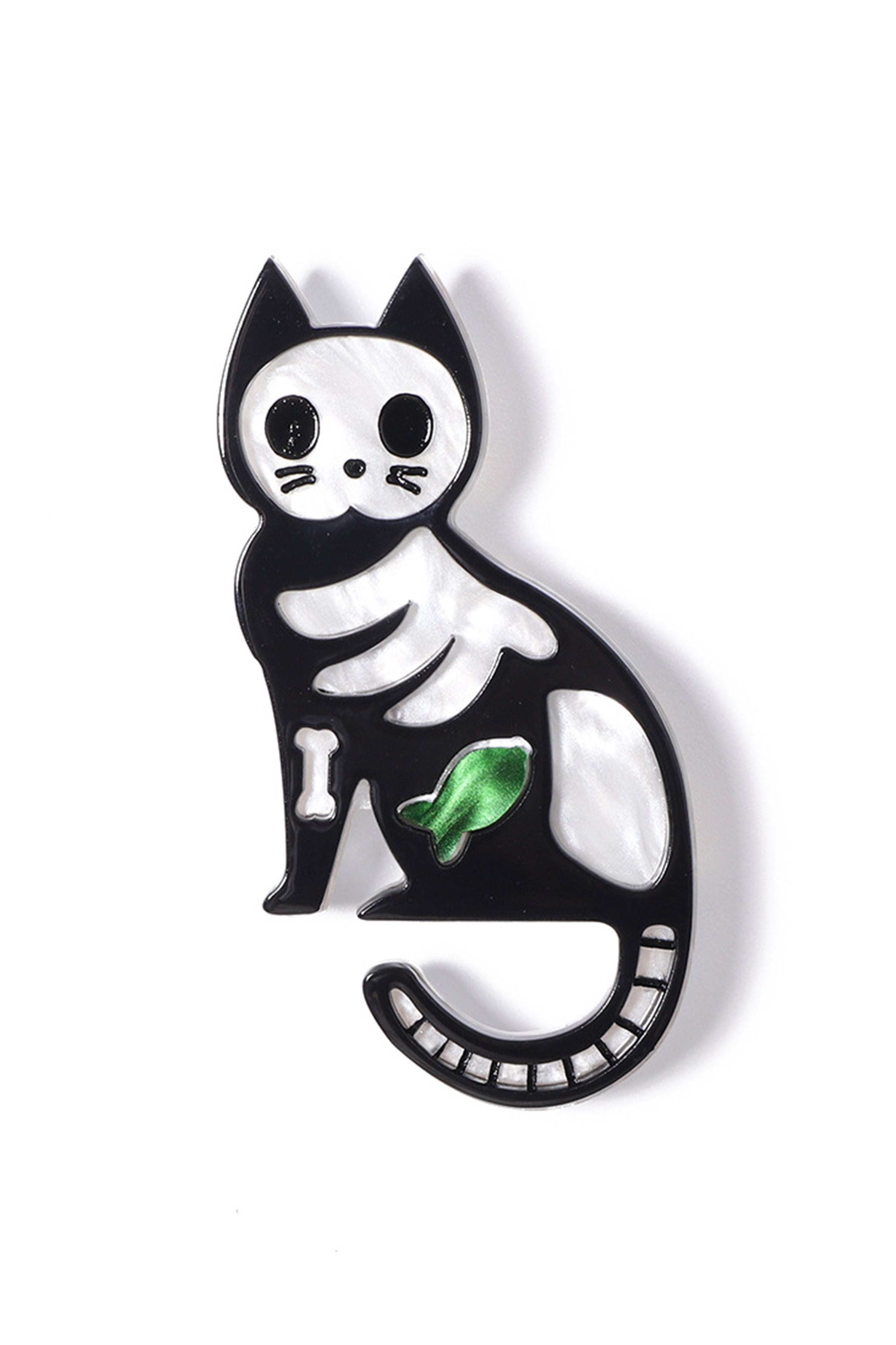 Cat Skeleton Acrylic Brooch PA4708