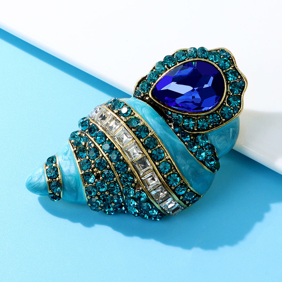 Shell Rhinestone Brooch PA4769