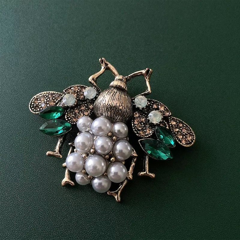 Bee Pearl Rhinestone Brooch PA4775