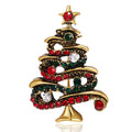 Christmas Tree Rhinestone Brooch PA4857