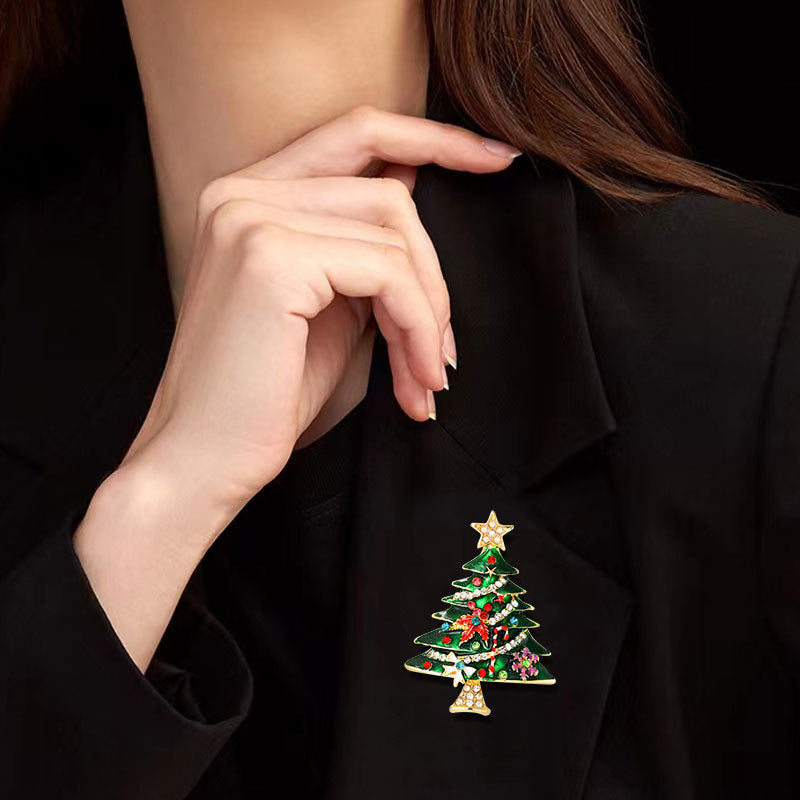 Christmas Tree Alloy Rhinestone Brooch PA4860