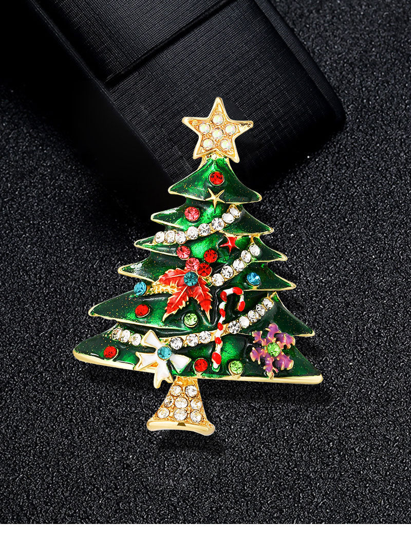 Christmas Tree Alloy Rhinestone Brooch PA4860