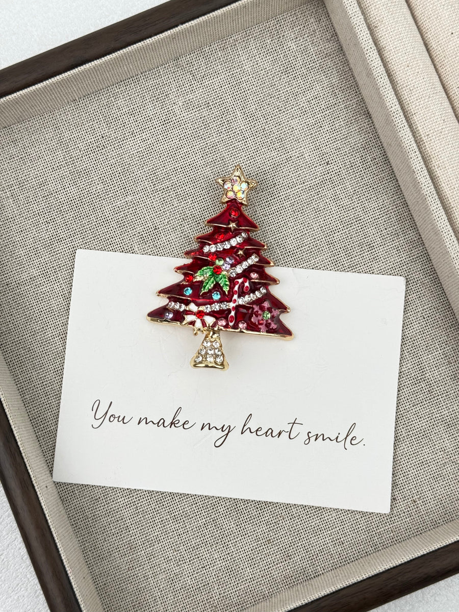 Christmas Tree Alloy Rhinestone Brooch PA4860