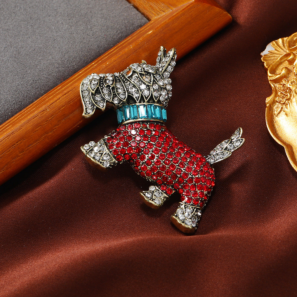 Dog Alloy Rhinestone Brooch PA4944