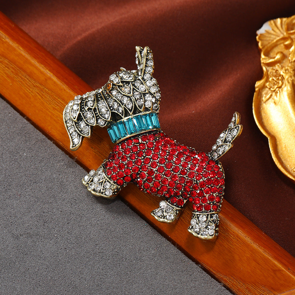 Dog Alloy Rhinestone Brooch PA4944