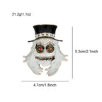 White Ghost Wearing Hat Rhinestone Brooch PA4950