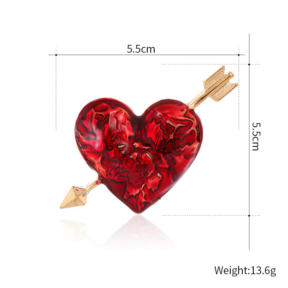 Arrow Through the Heart Alloy Brooch PA4984