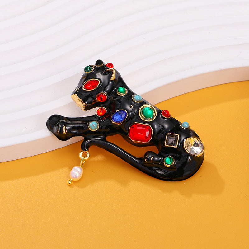 Leopard Rhinestone Brooch PA4994