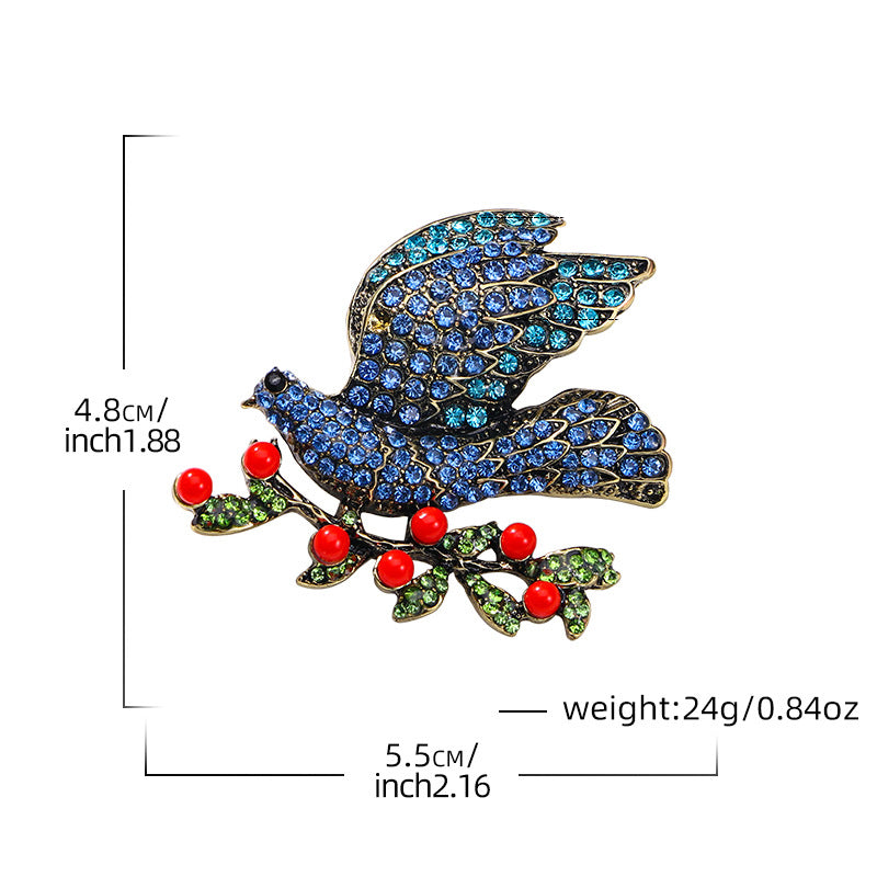 Floral Bird Rhinestone Brooch PA5002