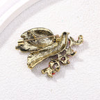 Floral Bird Rhinestone Brooch PA5002