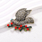 Floral Bird Rhinestone Brooch PA5002