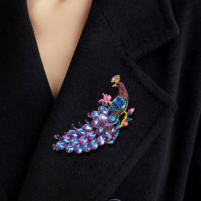 Peacock Rhinestone Brooch PA5003