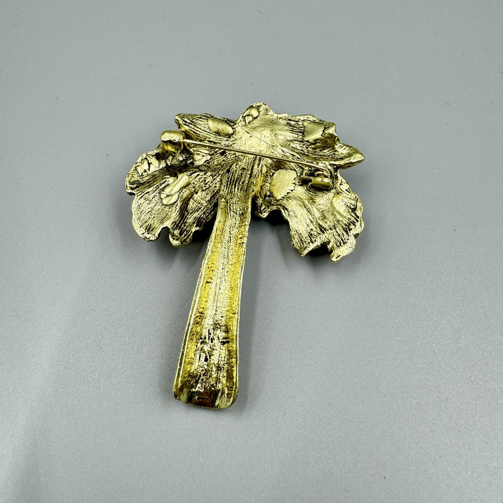 Coconut Tree Pearl Rhinestone Brooch PA5010